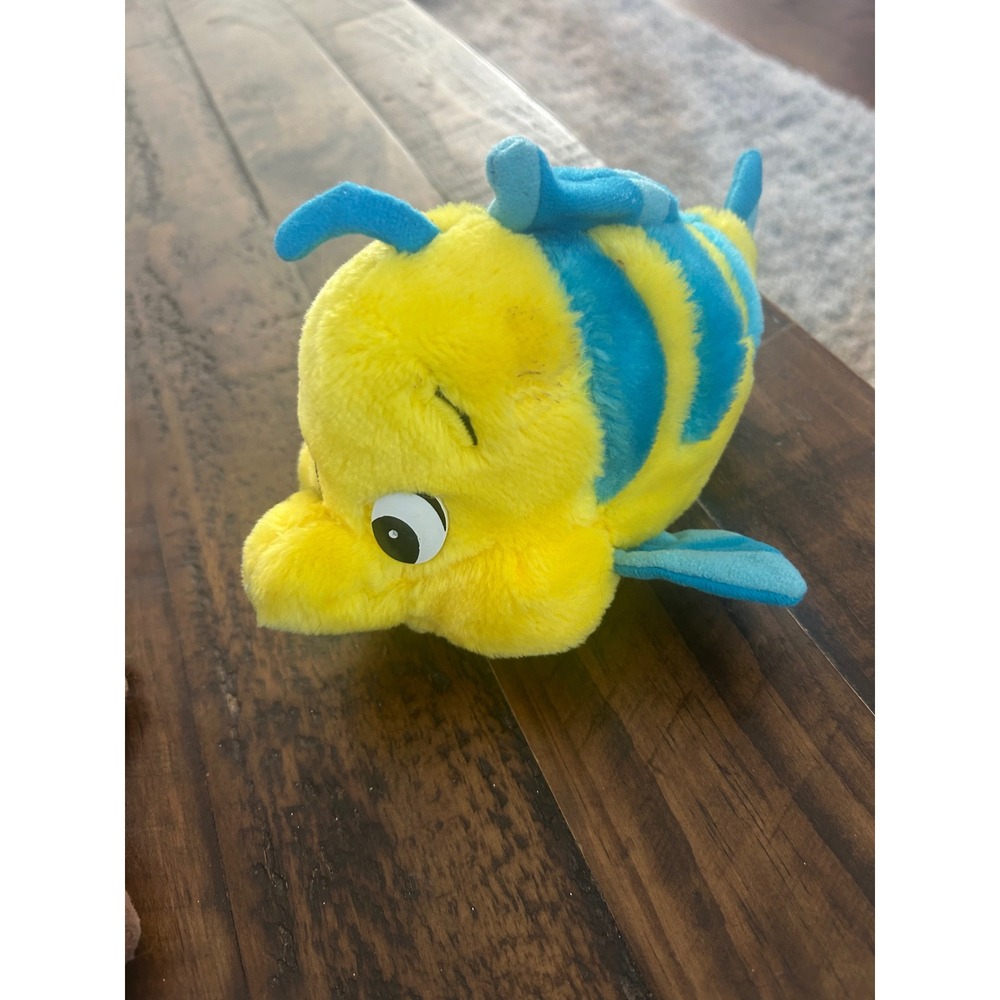 Disney Parks Flounder Plush The Little Mermaid Yellow Blue Fish Disneyland WDW